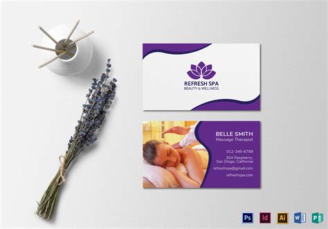 Spa Center Business Card Template In Psd Word Publisher Illustrator Indesign