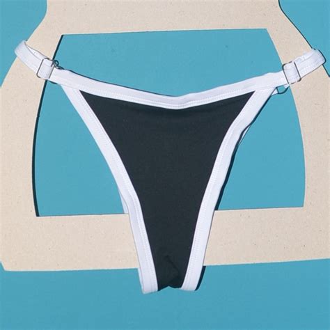 Biquíni Calcinha Viés Regulável Algarve Preto e Branco Aina Bikini