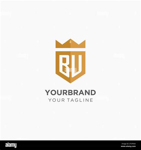 Monogram Bu Logo With Geometric Shield And Crown Luxury Elegant