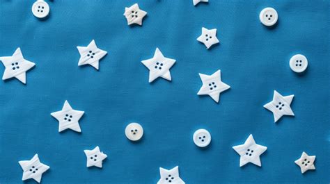 Blue Cotton Fabric Texture Adorned With White Stars Background Textile