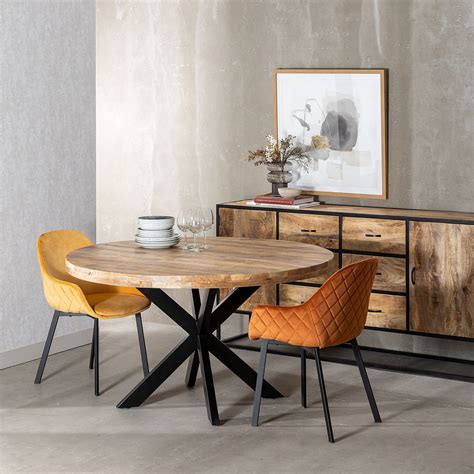 Table De Repas Ronde Cm Bois Brut Noir Amandia Univers Salle