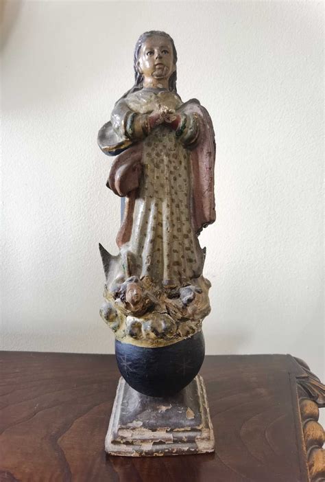 Nossa Senhora escultura do séc XVIII em madeira policromada Santo