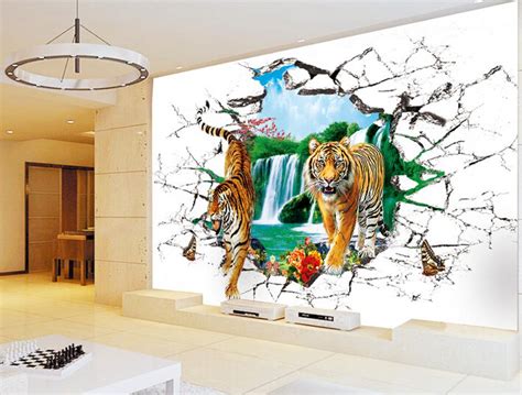 3d tiger wallpaper animal stereograph wall murals wall art - China 3d tiger wallpaper animal ...