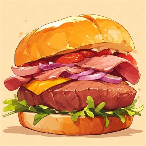 Premium Vector Savory Pulled Pork Sandwich Cartoon Style