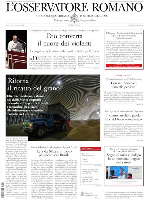 Periódico L Osservatore Romano Italia Periódicos de Italia Edición