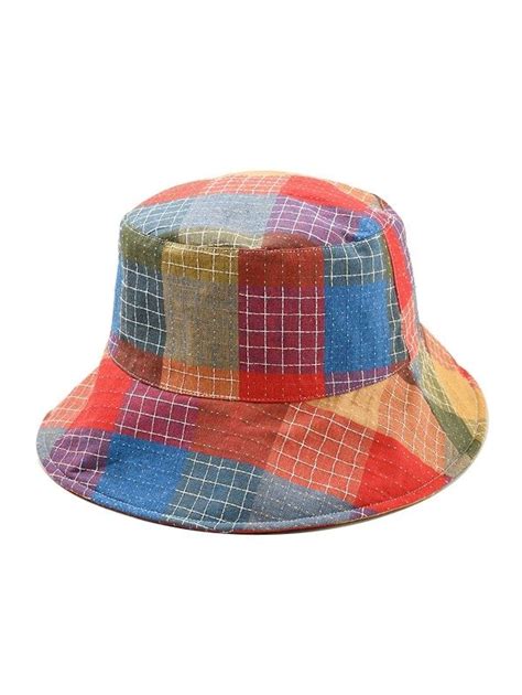 Plaid Bucket Hat BLACK LIGHT BLUE RED SPONSORED Hat Bucket