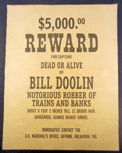 2922 Bill Doolin Wanted Poster Print