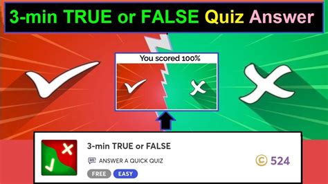 True Or False Quiz Answer 3 Min True Or False Quiz Videoquizstar