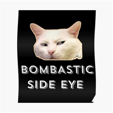 a white cat with the words bombastic side eye on it's face