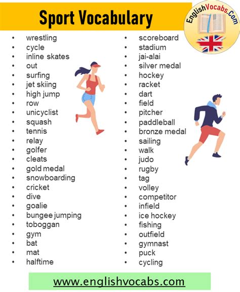 Sports That Start With Q Sports Vocabulary List English Vocabs