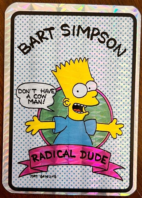 1980s The Simpsons Vending Machine Prism Shiny Sticker Bart Dont Have