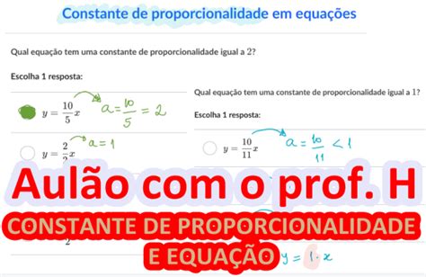 Constante De Proporcionalidade E Equação Blog Do Prof H