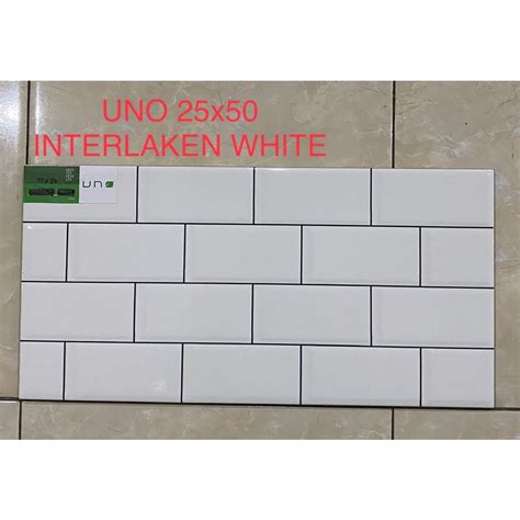 Jual Keramik Uno 25x50 Interlaken White Kilat Shopee Indonesia