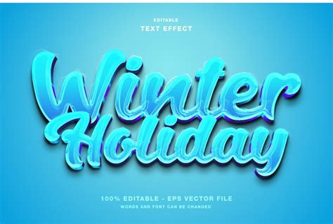 Efecto De Texto De Vacaciones De Invierno Vector Premium