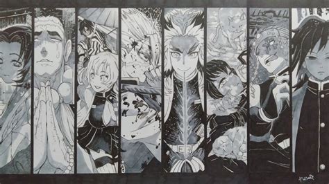 【kimetsu No Yaiba】9 Hashiras 🏛️ Speed Drawingmanga Page Inking