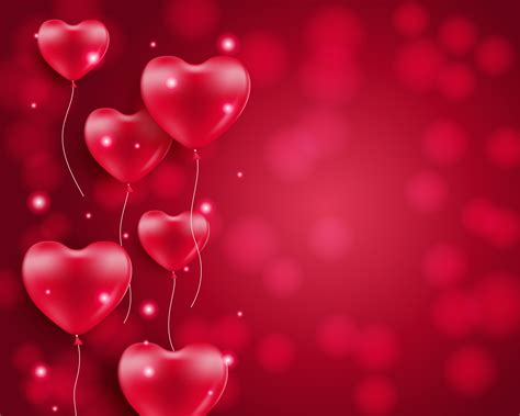 Heart shaped balloons on red bokeh with copyspace 1187832 Vector Art at ...