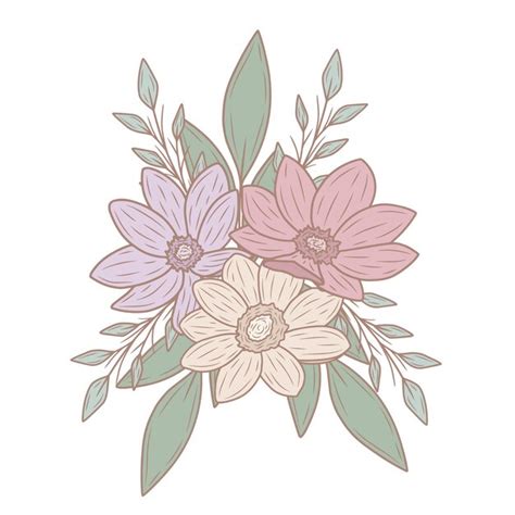 Premium Vector | Spring pastel bouquets with leaves vector art