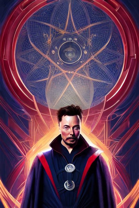 KREA AI Elon Musk As Dr Strange Realistic Portrait Symme