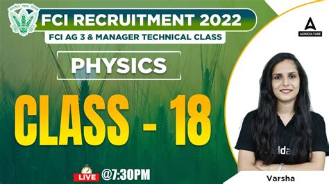 Fci Recruitment 2022 Fci Ag 3 Technical Fci Physics By Varsha