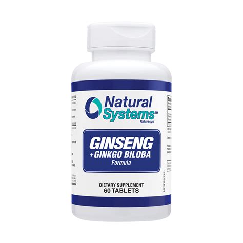 Ginseng Plus Ginkgo Biloba 60 Tablets Natural Systems Puerto Rico