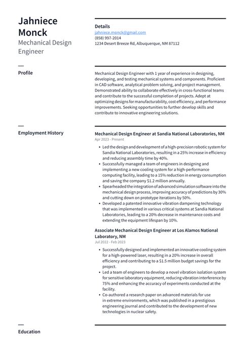 Mechanical Design Engineer Resume Examples And Templates