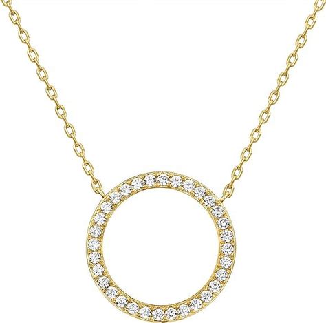 PAVOI 14K Gold Plated CZ Solitaire Necklace Dainty Cubic Zirconia