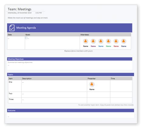 Teams for OneNote - Meeting Agenda - Productivity Solutions by Auscomp.com