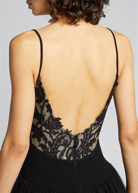 Monique Lhuillier Embroidered Lace Bodice Cocktail Dress Bergdorf Goodman