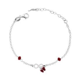 Bracciale Catena Rolo Diamantata Con Infinito Coccinella Smalto Rosso E