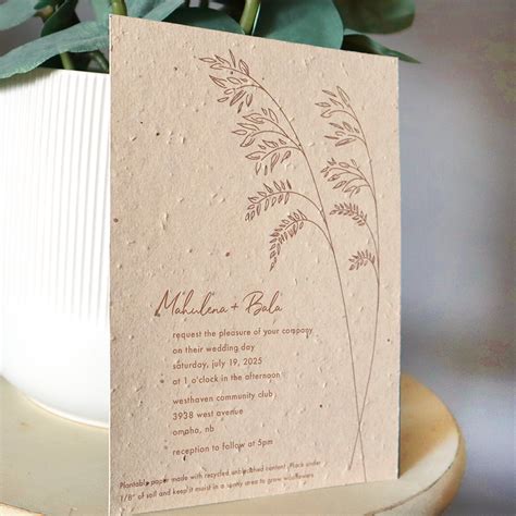 Wild Grass Seed Paper Wedding Invitations Botanical Paperworks