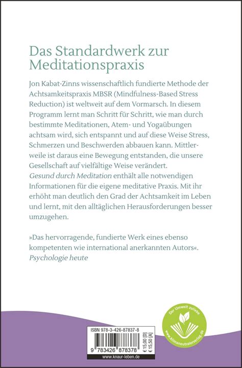 Jon Kabat Zinn Gesund Durch Meditation 9783426878378 EBay