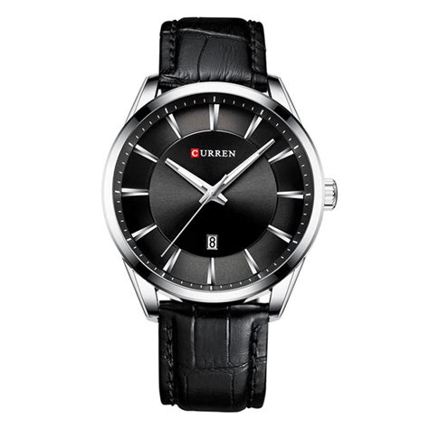 Curren 8365 Black Leather Strap Analog Dial Quartz Watch