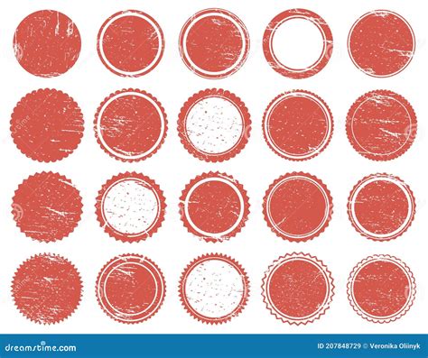 Grunge Texture Stamp Rubber Red Circle Stamps Distressed Texture Red