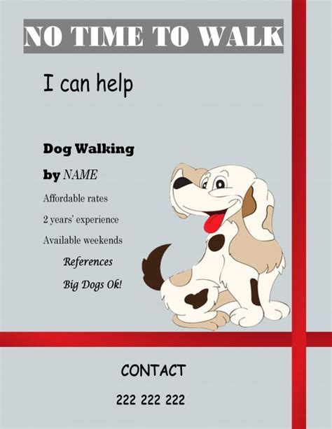 Printable Dog Walking Flyer Template Printable Templates Your Go To