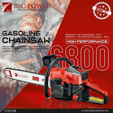 BSC Power BSC 6800 Chain Saw Heavy Duty With 68CC 2 Stroke 3 0KW Petrol