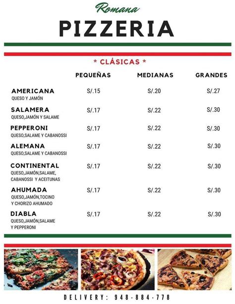 Menu At La Romana Pizzeria Chimbote