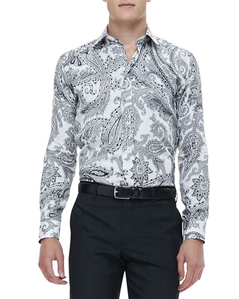 Etro Paisley Sport Shirt Black White