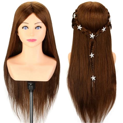 24 Hairdressing Practice Doll 100 Real Human Hair Training Head With