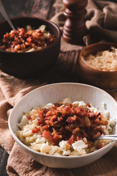 Slovak Bryndzové Halušky Potato Dumplings with Cheese Bacon