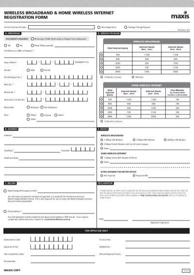 Wireless Broadband Home Wireless Internet Registration Form Maxis