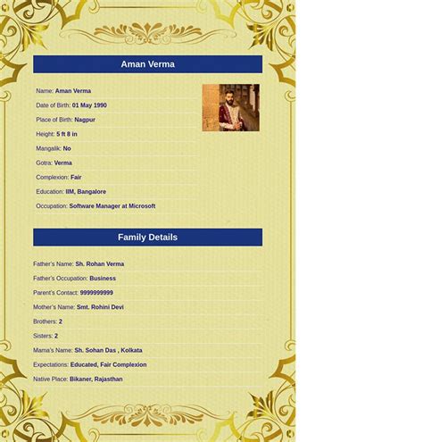 Christian Marriage Biodata Format