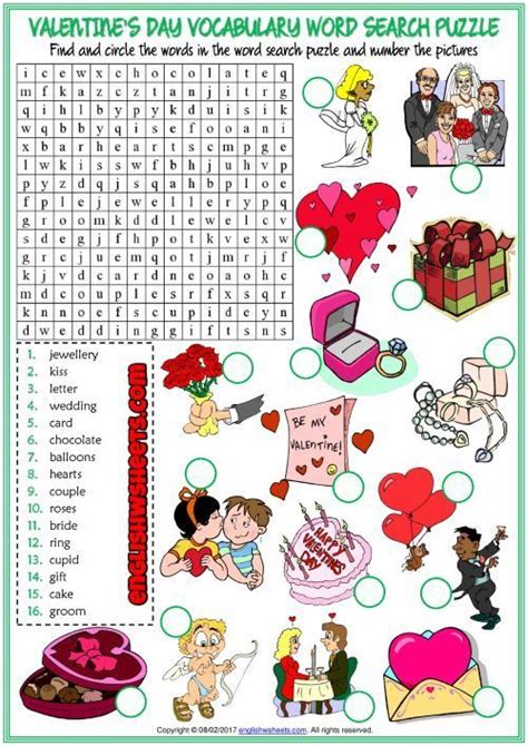 Valentine S Day Esl Vocabulary Worksheet Ittt Esl Valentines