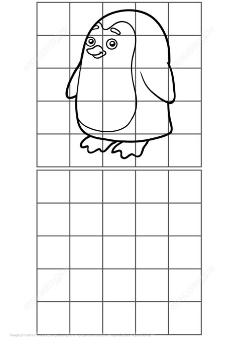 Copy the Picture of Penguin Grid Puzzle | Free Printable Puzzle Games