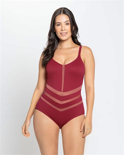 Ribbed One Piece Slimming Swimsuit Leonisa