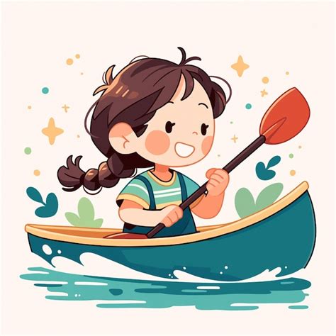 Una Chica Ateniense Remando En Una Canoa Al Estilo De Las Caricaturas