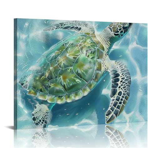 CANFLASHION Bathroom Wall Decor Canvas Wall Art For Bedroom Sea Turtle