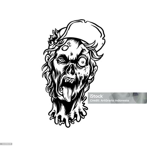 Scary Zombie Head Outline Clipart Stock Illustration Download Image