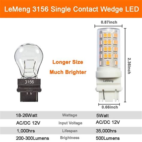 5watt S8 3156 Wedge Base Led Light Bulb 12vacdc Low Voltage2700k Warm