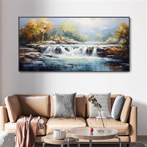 Large Original Natural Landscape Oil Painting Woods Mountain Streams