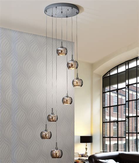 Long Drop Led Smoked Glass Pendant Hallway Pendant Lighting High